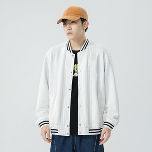 Nouvelle veste universitaire en toile enduite de haute qualité avec col montant et logo à l'avant pour hommes, décontractée, de couleur unie, pour le printemps et l'automne - Product Image 4