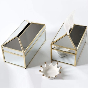 Boîte à mouchoirs personnalisée de luxe couleur or moderne Design créatif finition miroir en verre AK artisanat pour la maison utilisation au restaurant - Product Image 6
