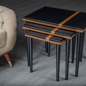 Mesas nido de madera maciza con diseño de mediados de siglo para casas de moda y espacios estéticos funcionales - Product Image 4