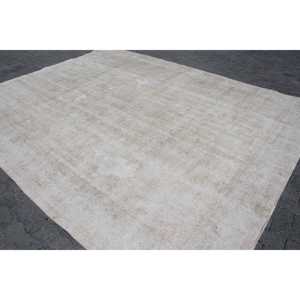 Tapis vintage, tapis turc 9,1x12 pieds, tapis en laine blanc patchwork - Product Image 2