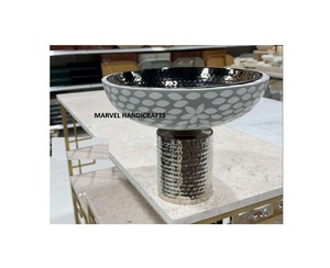 RESIN HANDICRAFTS WOOD WITH METAL SERVING TRAY for <b>EID</b> RAMADAN <b>GIFT</b> KITCHENWARE TRAY MOTHER of PEARL RAMADAN <b>GIFT</b> - Product Image 1