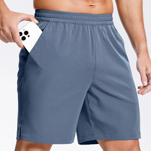 Shorts de sport pour hommes de qualité supérieure, shorts de fitness en polyester avec poche zippée, fabricant de logo personnalisé - Product Image 3