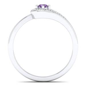 Anillo de Piedra Preciosa de Amatista con Corte Brillante Redondo Minimalista REYES, 0.08 Quilates, en Oro Sólido de 14K, Anillos de Compromiso de Moissanita - Product Image 4