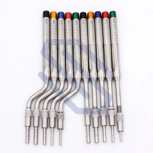 Conjunto de puntas de acero inoxidable para implante Dental, 10 unidades de instrumentos para implante Dental, Sinus Offset, con código de Color ajustable, mango curvado - Product Image 1