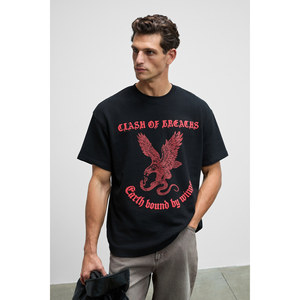 Camiseta GUSI para Hombre, Corte Holgado, 100% Algodón Orgánico, Cuello Redondo, Color Negro, Talla 5XL - Product Image 2