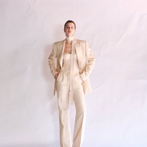 Blazers de alta calidad para mujer EMI SAND JACQUARD BLAZER corte recto manga larga arena Jacquard Casual ropa de mujer - Product Image 5