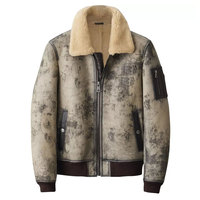 Veste d'hiver en cuir tendance Veste en cuir de mouton pur en peau de mouton Doublure en fausse fourrure Col logo personnalisé Vestes