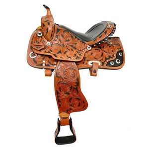 Silla de Montar a Caballo de Cuero Genuino Occidental de Primera Calidad, Tallada a Mano - Product Image 1