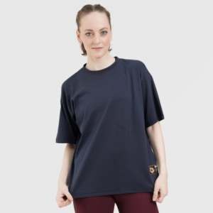 Efforless <b>Navy</b> Swing Tee Slim Fit 100% Cotton Breathable Lightweight with Diamond Decoration Sizes XS & XXS Short <b>Crop</b> Length - Product Image 5