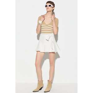 Jupe plissée décontractée vintage au-dessus du genou, 85 % polyester, Mega Merchant, pour l'été, l'automne et le printemps, style short, naturel - Product Image 2