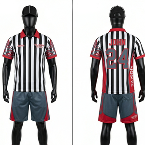 Maillot d'arbitre de lacrosse pour hommes, tissu polyester premium 180 GSM, anti-humidité, design à panneaux gris et violet, logo personnalisé par sublimation - Product Image 2