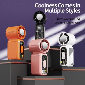 High-Speed Electric Mini Handheld Cooling <b>Fan</b> With 3600Mah Battery LED Display Lighting Mirror Foldable Design for <b>Car</b> Use - Product Image 3