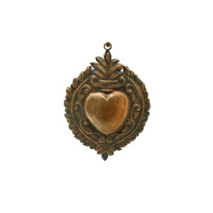 Motif de feuille de coeur sacré en métal fini antique suspendu cœur sacré pour église maison mur décoratif catholique cadeau et décor - Product Image 1