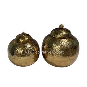 Jarrón Decorativo Dorado con Tapa para el Hogar, Centro de Mesa para Bodas, Diseño Martillado, Maceta, Nuevo Diseño, Venta Especial, Jarrón de Mesa - Product Image 5