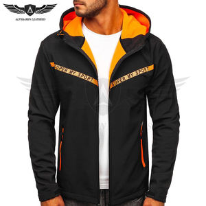 Color negro y naranja Buena venta Material de tela de la más alta calidad Servicio OEM Chaquetas de exterior de carcasa suave de secado rápido para adultos - Product Image 2