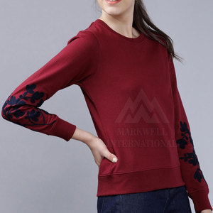 Sweat-shirt à col rond personnalisé d'usine Dernier pull à la mode pour femmes en coton Sweat-shirt - Product Image 2