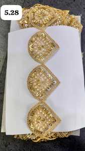 Handcrafted Eco-Friendly <b>Beaded</b> Lace <b>Trim</b> for Bridal Wear <b>Beaded</b> Lace Patch Floral Pearl Stone Beads for DIY Fashion Cloth - Product Image 1