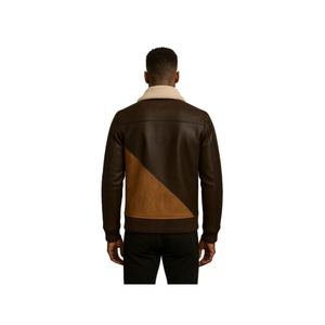 Chaqueta Bomber de Piel de Oveja para Hombre de Alta Calidad Personalizada al por Mayor con Forro de Lana en el Interior - Product Image 2
