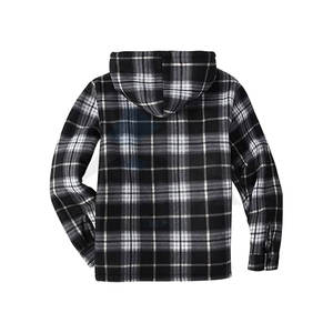 Mens Flannel Shirt <b>Jacket</b> Fleece <b>Sherpa</b> <b>Lined</b> Plaid Hoodie Coat Full Zip Up Winter Outwear Warm Casual Thick Outdoor Lumberjack - Product Image 2