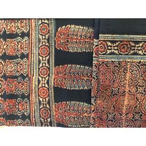 Ajrakh Floral Pattern Organic Cotton <b>Scarf</b> Custom Material Ethnic Style Handkerchief Russet Tile <b>Square</b> Shape for Summer - Product Image 1