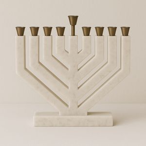 Menorá Moderna en Forma de T con Aspecto de Mármol, Decoración Judaica, Portavelas, Decoración Premium para el Hogar en Días Festivos - Product Image 3