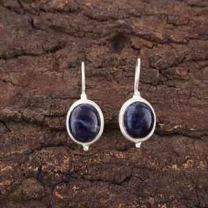 Boucles d'oreilles en sodalite, argent sterling artisanal plaqué or, bijoux en pierres précieuses, cadeau élégant pour les femmes - Product Image 1