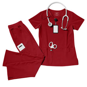 Conjunto de uniforme médico profesional con camiseta de manga corta y pantalones de pierna recta diseñado para la comodidad del trabajo en el sector sanitario y la circulación del aire. - Product Image 5