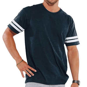 Camiseta informal de manga corta con cuello redondo para hombre, tela de punto transpirable de franela de talla grande, patrón sólido, teñido liso, temporada de primavera - Product Image 1