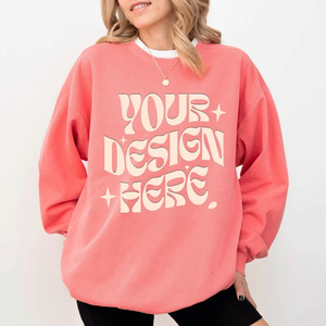 Sudadera con capucha con estampado personalizado de alta calidad para mujer, Sudadera de cuello redondo de felpa francesa de gran tamaño para otoño - Product Image 3