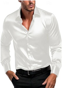 New <b>Men's</b> Solid color <b>Shirt</b> High-quality Silky Smooth Business Slim Fashion Comfortable Lapel Cardigan <b>Men</b> <b>Party</b> Casual <b>Shirt</b> - Product Image 3