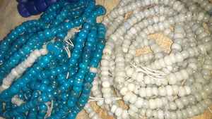 Custom Made Vintage Theme Old Look <b>Large</b> Size Round Glass <b>Beads</b> in Blue , White and Dark Blue Colors Ideal for Jewelry. - Product Image 6