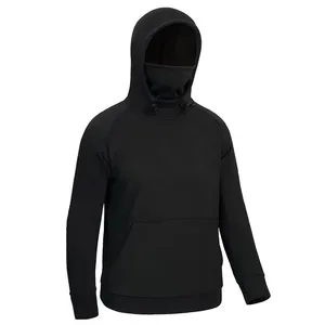Sudadera con Capucha Negra para Hombre, Manga Larga, Cortavientos, de Poliéster, para Pesca, Color Sólido - Product Image 1