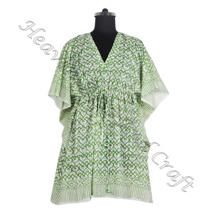 Caftan indien imprimé en coton fait à la main Kaftan KFCS002 Abaya Kaftan Caftan arabe Jalabiya Dubai Fashion Hand Block Print - Product Image 3