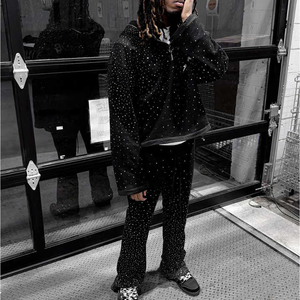 Survêtements homme coupe ajustée en strass Logo personnalisé Survêtements hiver en polaire technique en strass - Product Image 6