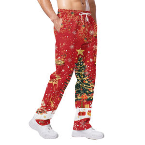กางเกงวอร์มคริสต์มาสผู้ชาย โพลีเอสเตอร์ สัมผัสนุ่มสบาย กางเกงลำลองสำหรับวันหยุด - Product Image 2