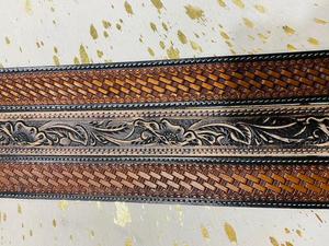 Handmade Embroidery <b>Tooling</b> Leather Needle Work <b>Belt</b> Alloy Pin Buckle Adjustable Size Hand Painted Accessory Sale Direct Factory - Product Image 3
