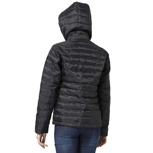 Veste matelassée à capuche noire pour femme, manches longues, manteau d'hiver, rembourrage en polyester, fermeture éclair, couleur unie, coupe classique - Product Image 2