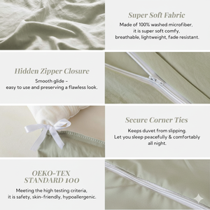 <span class=keywords><strong>Housse</strong></span> <span class=keywords><strong>de</strong></span> <span class=keywords><strong>couette</strong></span> en microfibre lavée 100% ultra douce 500 fils, inaltérable, ensemble <span class=keywords><strong>de</strong></span> <span class=keywords><strong>housse</strong></span> <span class=keywords><strong>de</strong></span> <span class=keywords><strong>couette</strong></span> October Mist Sage, 3 pièces pour la maison - Product Image 3