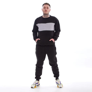 Vêtements de sport unisexes en molleton de haute qualité pour hommes et femmes, ensembles de jogging, survêtement complet noir gris avec logo personnalisé, hiver en vrac, vente en gros - Product Image 2