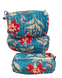 Pochette de toilette en coton matelassé, écologique, résistante à l'eau, durable, avec fermeture éclair et poignée |   Qualité d'exportation de la mode pour les sacs - Product Image 1