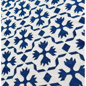 Tapis anti-bactéries écologique tissé à la main à tissage plat complexe Style Jaipur Laine Jali Technique faite à la main - Product Image 1