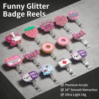 Porte-badge rétractable en acrylique pailleté, mignon, pour infirmière ou médecin, avec clip, cadeau amusant pour le bureau, cadeau pour la semaine des infirmières