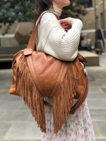 Bolso bohemio gitano superventas con cuero suave y flecos, bolso de hombro con borlas, bolso de mano para mujer, monedero con flecos genuinos, estilo bohemio