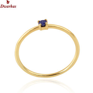 Bague minimaliste faite à la main en argent sterling 925 plaqué or 18 carats pierre de lapis belle conception simple bague de fête pour femmes - Product Image 1