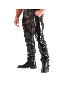 Pantalones de charol de alto brillo de piel de cordero genuina para hombres y niños 100% con pantalones vaqueros rectos estilo NAF Engineering