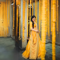 Karangan bunga Marigold desainer dengan Kalira Latkn/gantung warna kuning indah gantung untuk pernikahan, Jhldi, dekorasi Mehendi