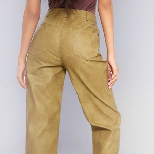 Genuine <b>Leather</b> Satin Woven High Waist Breathable Eco-Friendly Women's Casual Outdoor Spring Button <b>Leggings</b> Customized Logo - Product Image 2