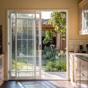 ประตูบานเลื่อนอลูมิเนียมระบายความร้อนประตูบานเลื่อนกระจกไร้กรอบ - Product Image 1