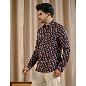 Chemise décontractée pour homme 100% coton, imprimé floral noir, manches longues, boutonnée, avec fonction imperméable, tailles XS-6XL - Product Image 4