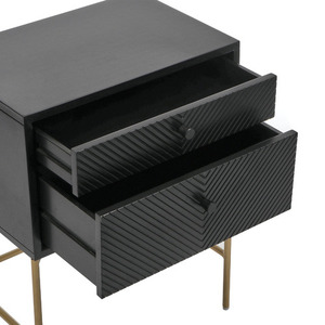 Súper lujo artesanía india diseño moderno mesita de noche madera maciza construcción pesada calidad negro cajones plegables dormitorio de tendencia - Product Image 2